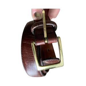 Handcrafted Brown Full Grain Leather Belt with Solid Brass Buckle Size 34 - C2